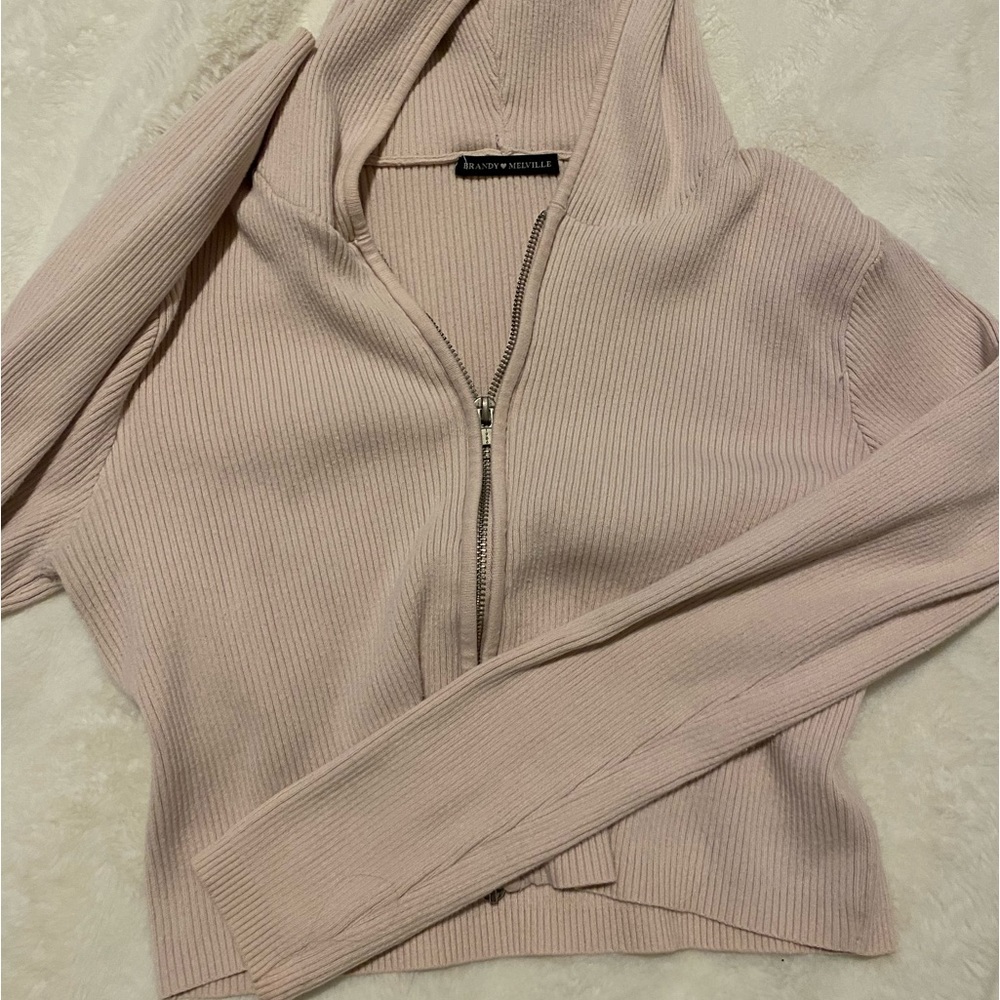 cropped hooded brandy melville zip
